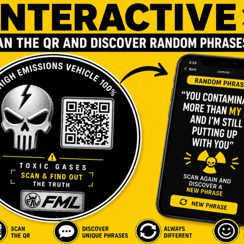 Funny QR sticker for car and motorcycle with random phrases