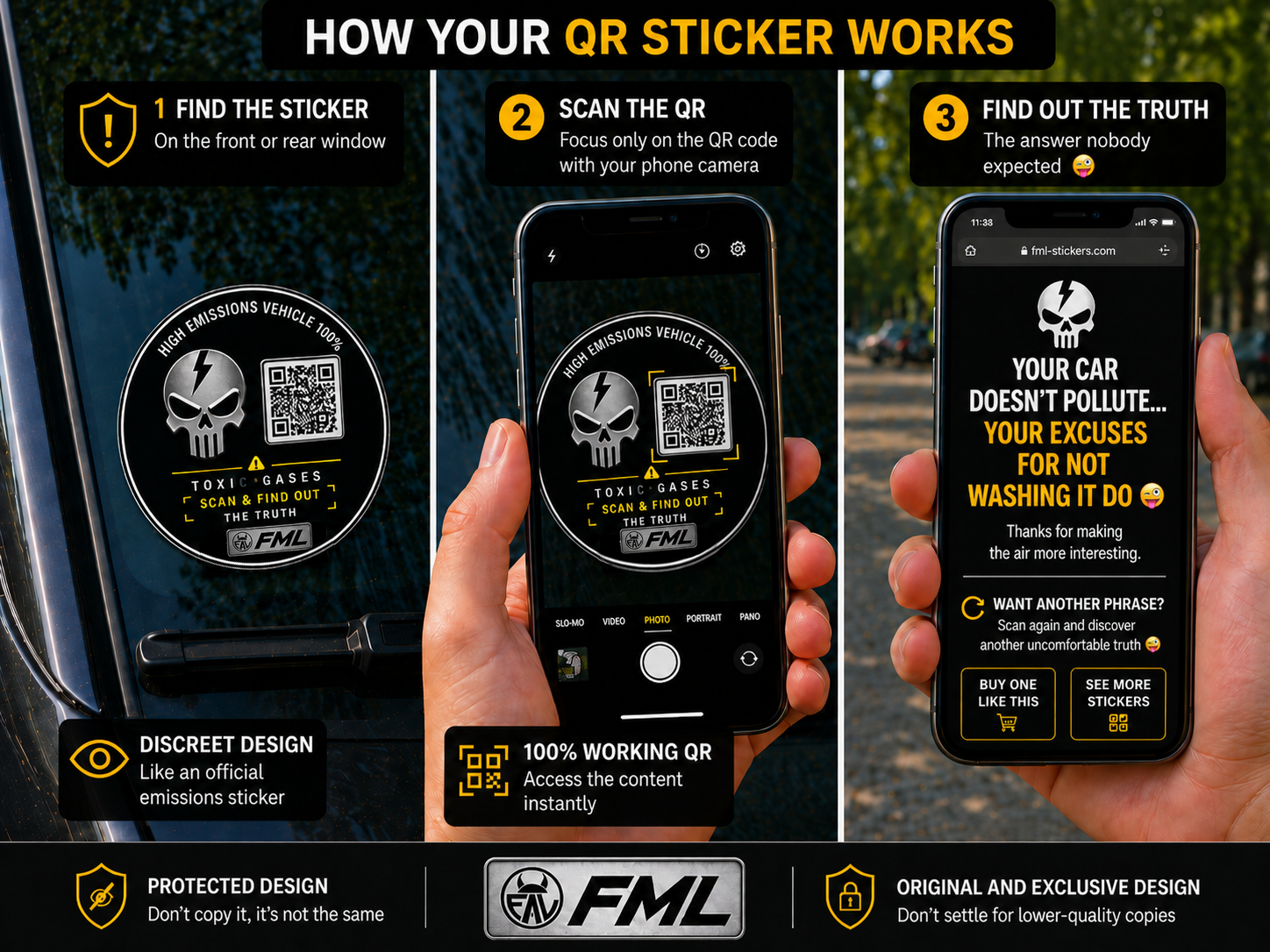 How the funny QR sticker for car and motorcycle works