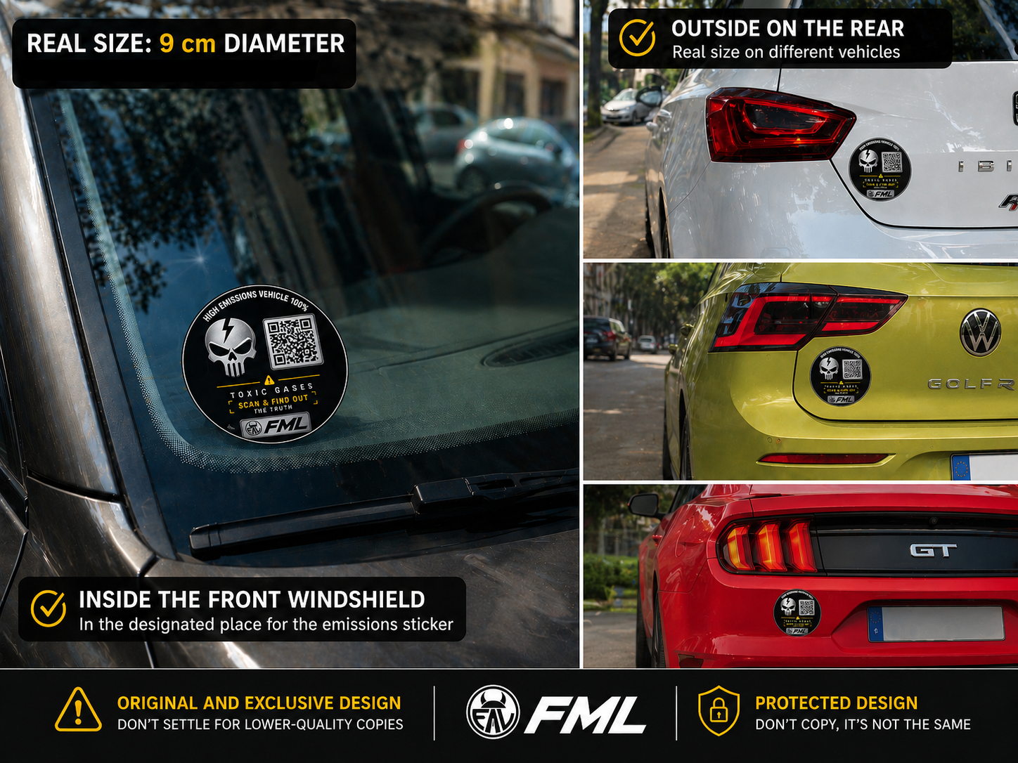 QR sticker for car and motorcycle available for inside glass or exterior surface