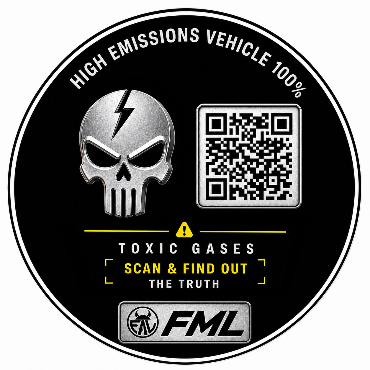 Toxic gases QR sticker for car and motorcycle 9 cm