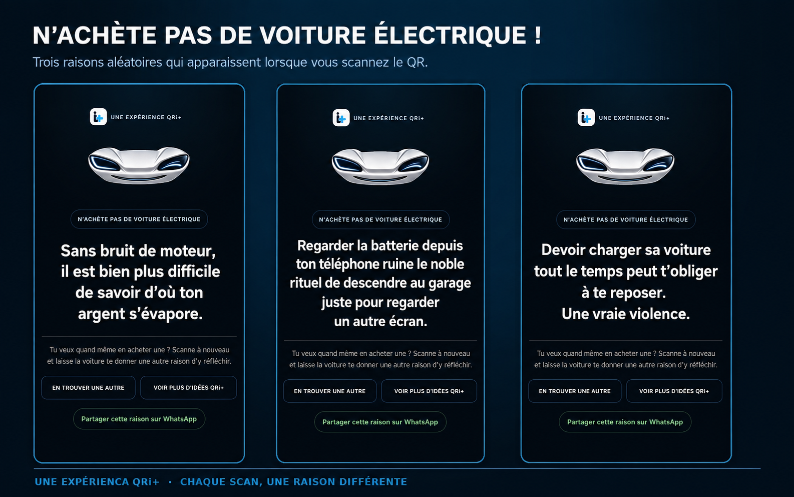 Autocollant QR interactif «N’achetez pas de voiture électrique» - Imagen 3