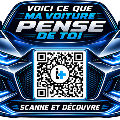Autocollant QR interactif «Ce que ma voiture pense de vous»