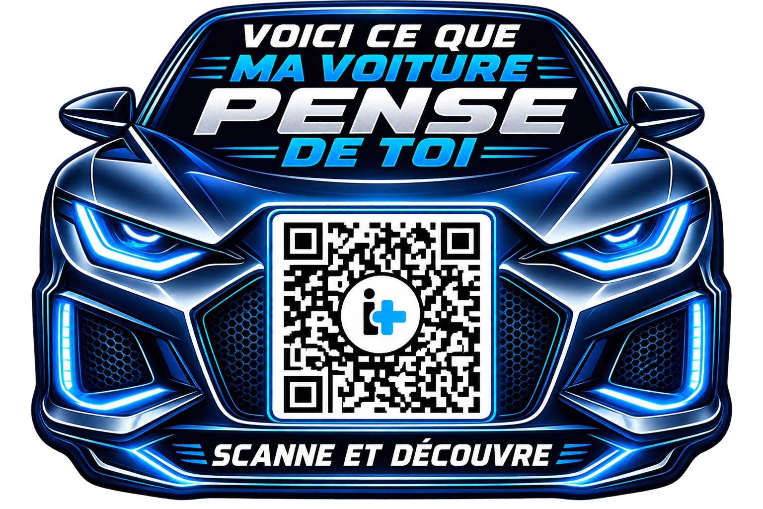 Autocollant QR interactif «Ce que ma voiture pense de vous»